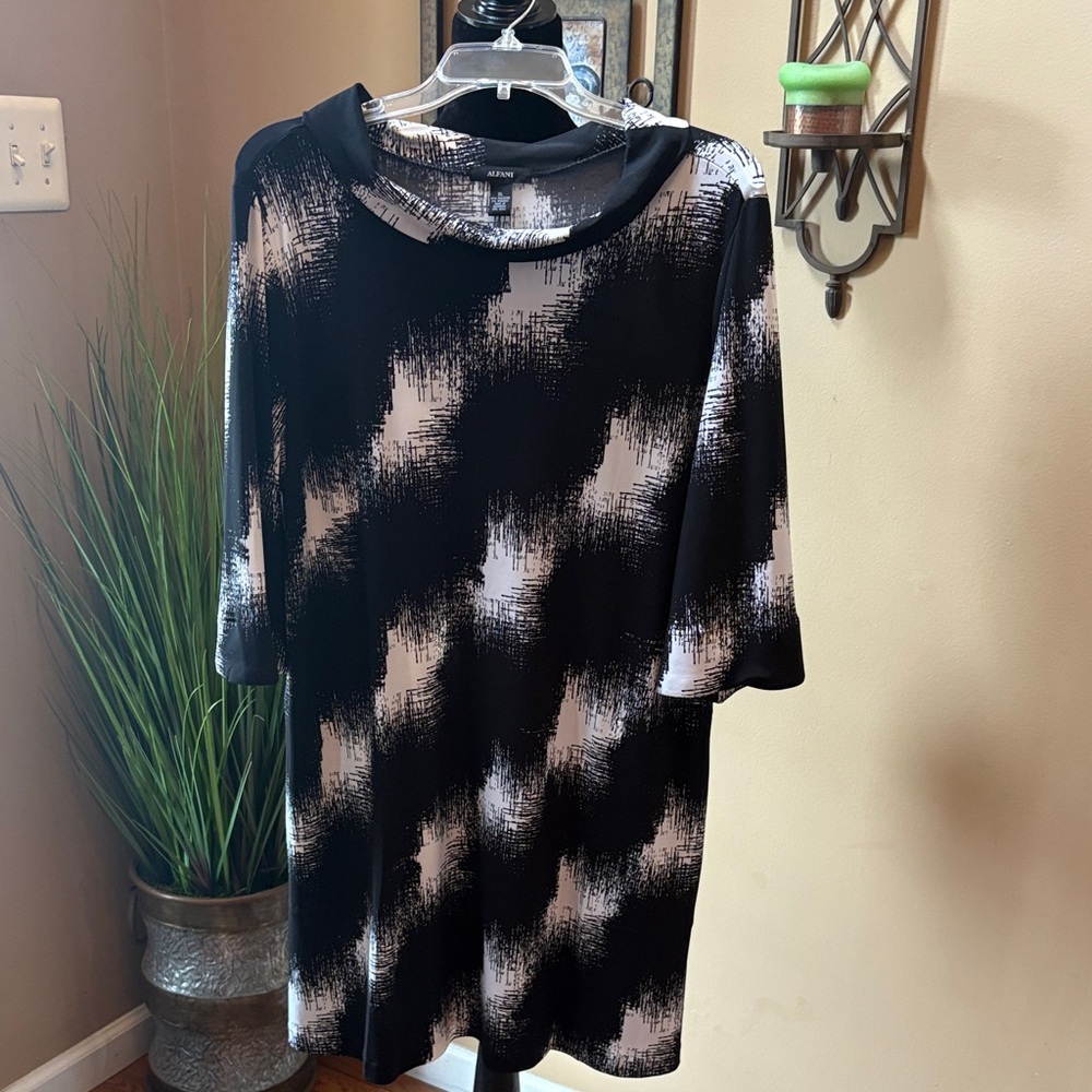 Alfani Black and White Patterned Dress